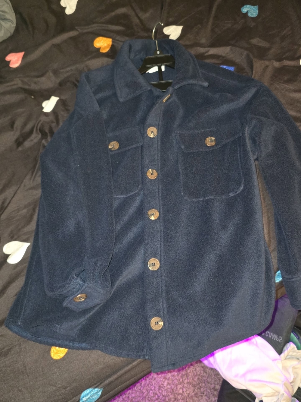 Women’s Navy Button-Front Lightweight Shirt Jacket